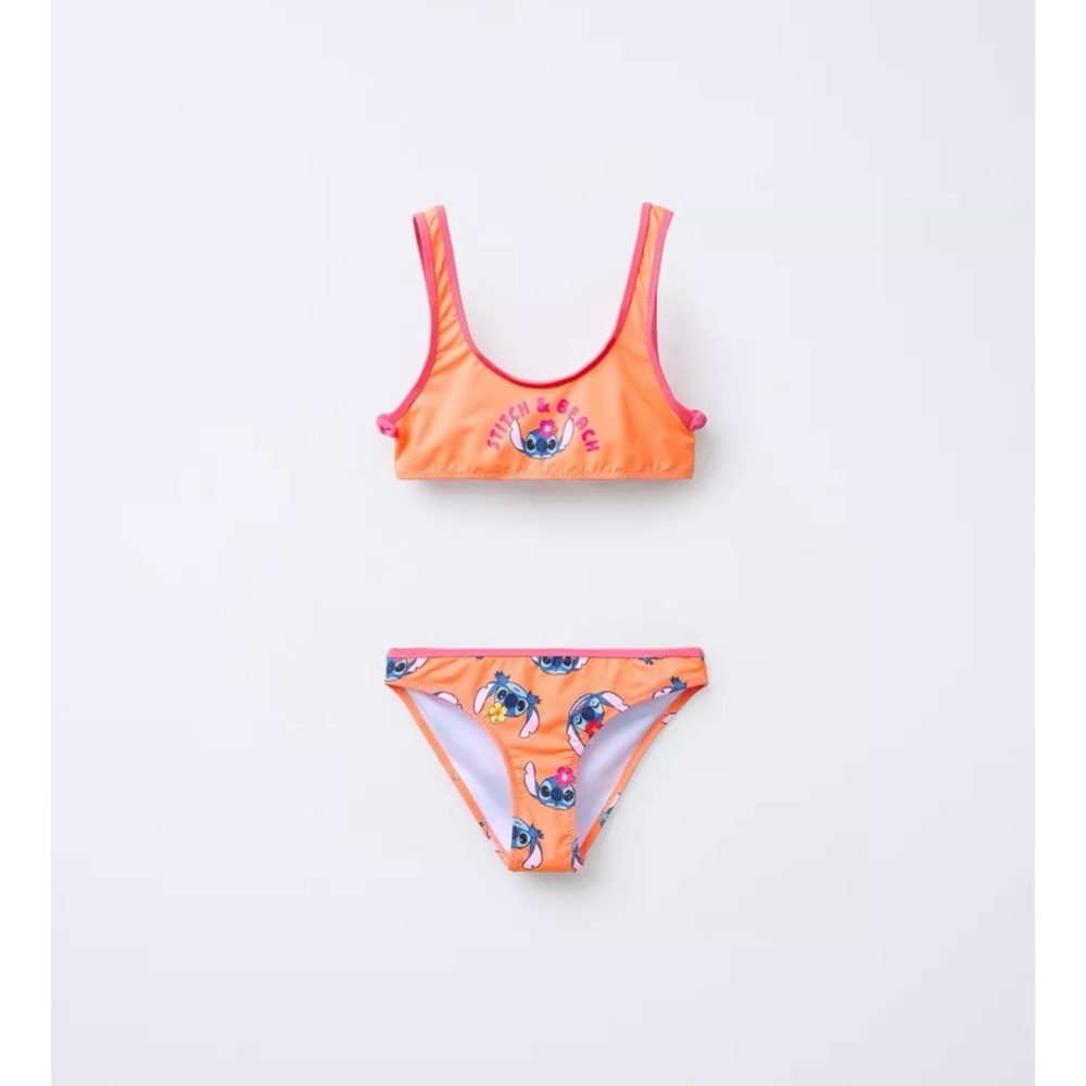 Zara Kids Orange Bikini with Cartoon Print